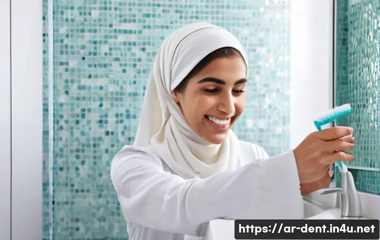 교정용 투명 장치 유지 관리 방법 - **Prompt:** A young, elegantly dressed Arab woman in her mid-20s, with a warm, friendly smile and a ...