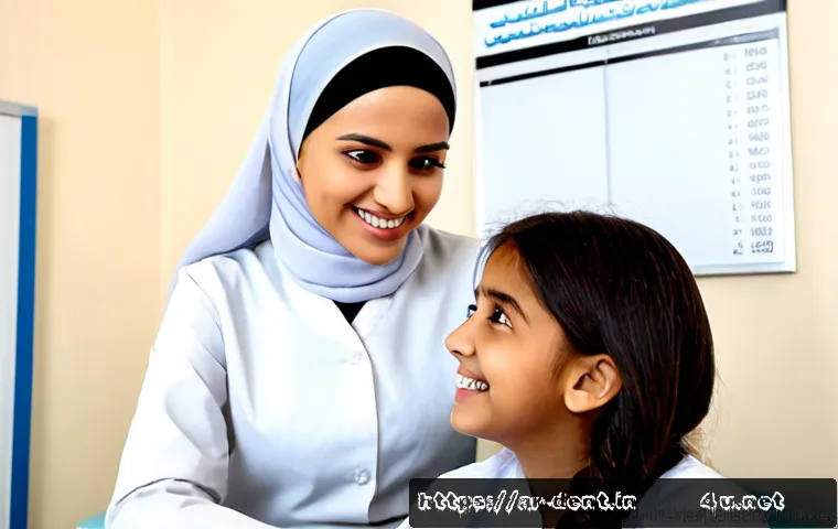 성인 교정과 청소년 교정 비용 비교 - Photorealistic orthodontic consultation in a modern Middle Eastern dental clinic, an Arab adult woma...